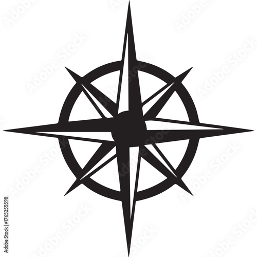 compass windrose black shape icon silhouette vector flat illustration design on white background