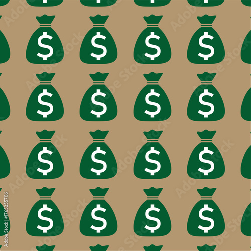 Money Bag Seamless Pattern. Seamless pattern of money bags icons. Perfect for wallpaper, wrapping paper, textile, or digital background
