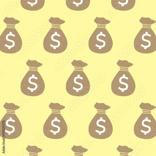 Money Bag Seamless Pattern. Seamless pattern of money bags icons. Perfect for wallpaper, wrapping paper, textile, or digital background