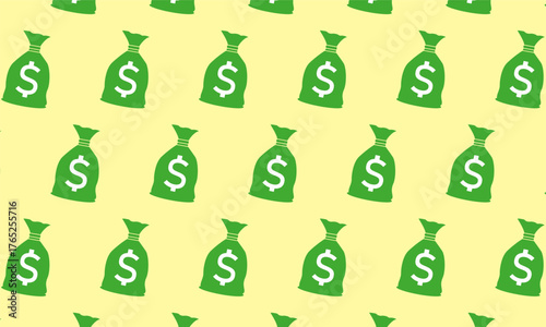 Money Bag Seamless Pattern. Seamless pattern of money bags icons. Perfect for wallpaper, wrapping paper, textile, or digital background