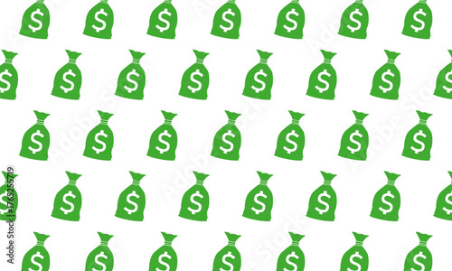 Money bag with US dollar sign pattern seamless. Finance Money Bag Pattern. Perfect for wrapping paper, background, and banking concept visuals.