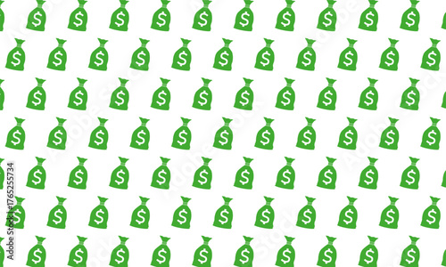 Money Bag Seamless Pattern. Business and Finance Vector Background. Perfect for wrapping paper, background, wallpaper, and financial design