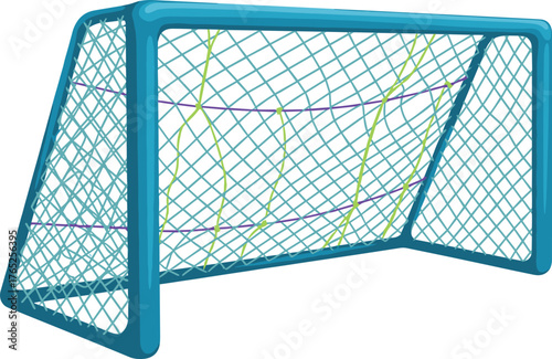 Aqua Blue Soccer Goal with Net for Backyard Fun, Illustrative Graphic for Youth Sports and Recreation, Team Play, Training Aid, Summer Activity, Family Entertainment,  Outdoor Games,  School Projects,