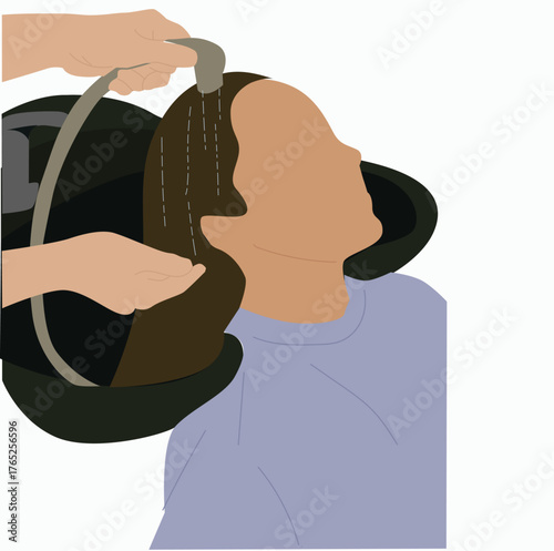 vektor woman having her hair done at the salon