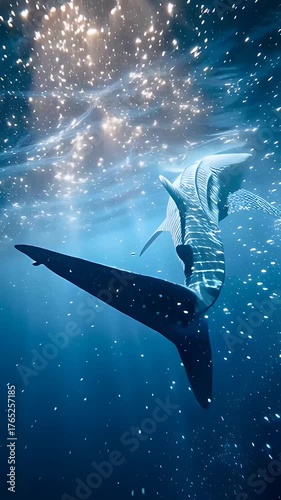 A shark swimming underwater of sea