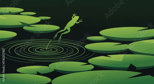 Dynamic Leap Frog Pond Ripple Graphic