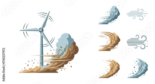 Dynamic Wind Energy and Extreme Weather Symbol Graphics