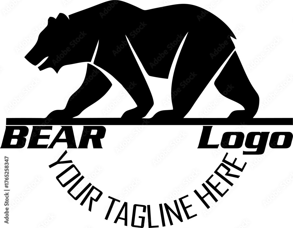 Obraz premium Modern professional grizzly bear logo for a sport team Bear head outline silhouette cut out vector sticker with Simple Geometric Design of Bear Head and Bear head mascot vector for emblem design Masco