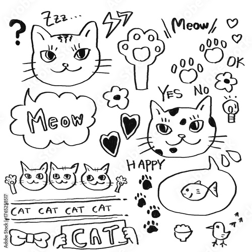 手書き猫のシンプルなイラスト