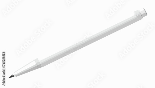 Ilustración vectorial de un bolígrafo blanco aislado sobre un fondo blanco. Diseño simple y elegante para proyectos creativos y educativos.