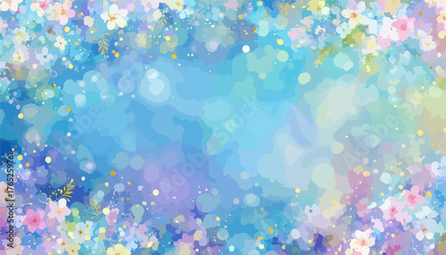 Fondo abstracto de acuarela con flores delicadas y luces brillantes, ideal para diseño.