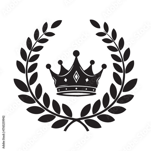 Two royal crowns laurel wreaths silhouette vector