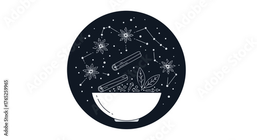Cosmic Herbalism Star Anise Cinnamon Mortar Emblem