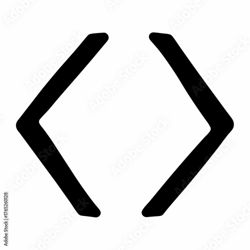 Black Chevron Brackets in Central Symmetry on a White Background