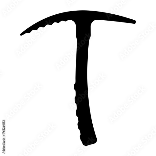 Silhouette of a classic ice axe used for mountaineering expeditions