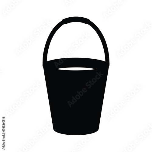 Black silhouette of a bucket, suggesting utility and simplicity in design