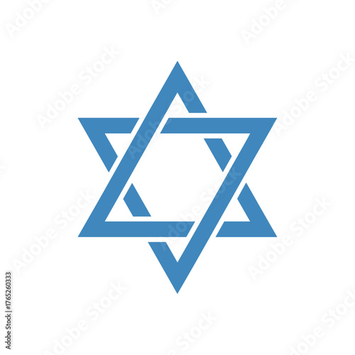 Blue Star of David symbol in minimalist design  