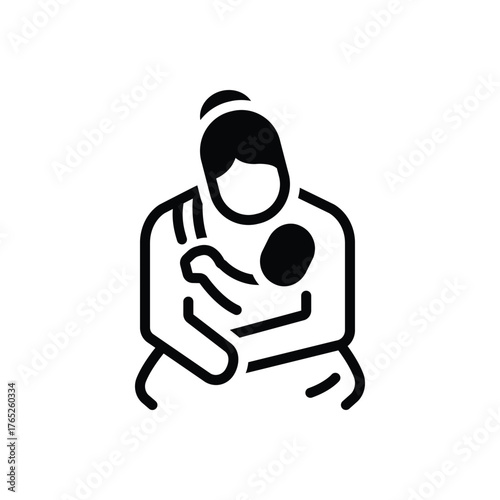 Black solid icon for newborn nurturing