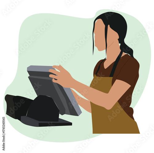 female cashier. Young woman cashier, 