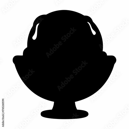 Monochrome silhouette of a dessert with drippings in a pedestal bowl