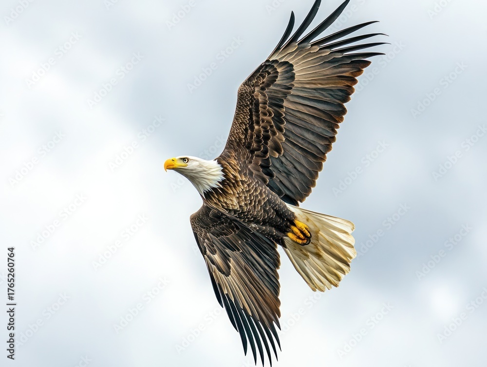 Obraz premium Majestic bald eagle soaring in the sky