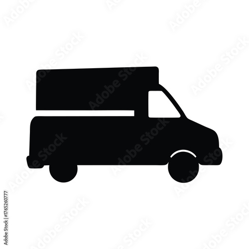 Black silhouette of a delivery truck on a plain white background.