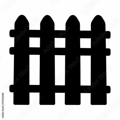 Silhouette of a classic picket fence with rounded tops against white background
