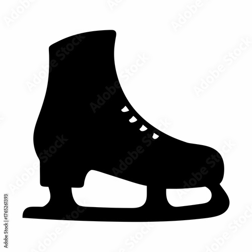 Black silhouette of a classic ice skate on a white background.
