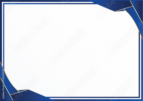 Elegant Blue and Gold Geometric Frame and Certificate, Page Border Template Design