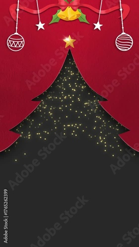 looping animation vertical Christmas tree background for banner, poster, presentation, and other uses