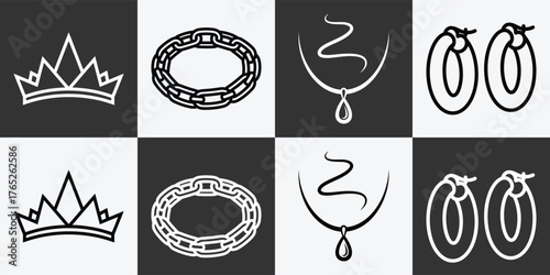 Elegant jewelry outline set crown bracelet necklace earrings design