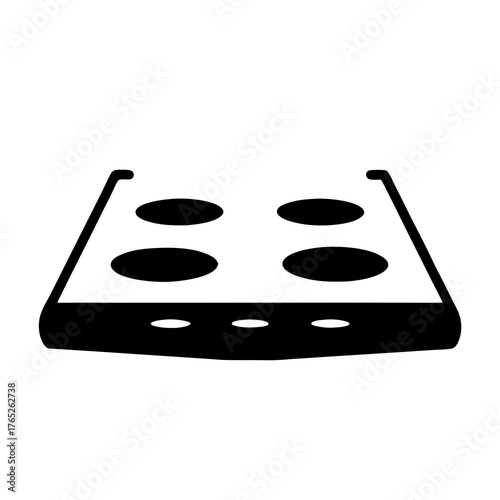 Simple stove top icon with four burners in black and white