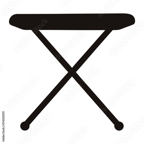 Simple black and white silhouette image of a folding stool object art