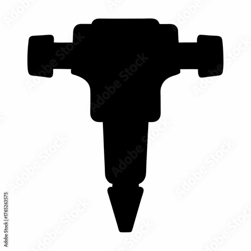 Silhouette of a Jackhammer, a Heavy Construction Tool for Demolishing Hard Surfaces