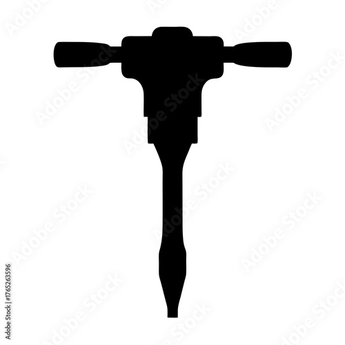 Silhouette of a pneumatic drill with handles for construction and demolition
