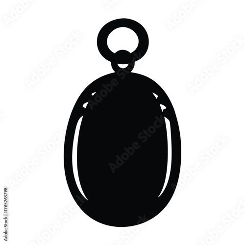 Monochrome vector image of decorative pendant or charm with hollow center area