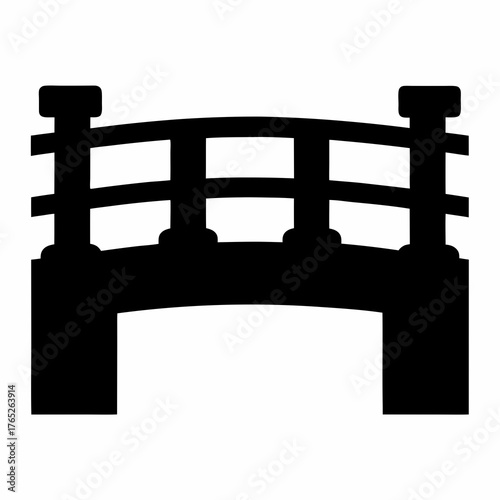 Simplified black and white illustration of a traditional arched bridge design
