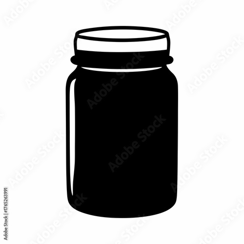 Simple silhouette illustration of a canning jar on a plain white backdrop