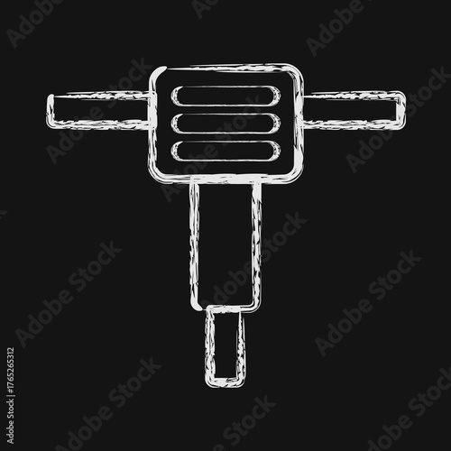 Icon breaker machine. Gold mining elements. Icon in chalk style.