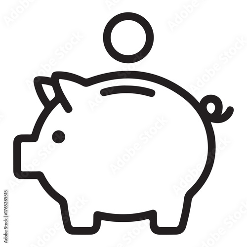 Piggy bank with a coin
