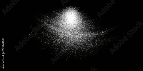 漆黒の背景に広がる無数の白い光の粒子が、ダイナミックで抽象的な輝きを生み出し、様々なクリエイティブプロジェクトに最適な視覚効果を提供します。