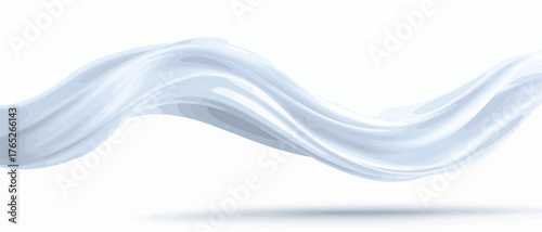 青白い流線形の布が優雅に波打つ抽象的な背景ベクター