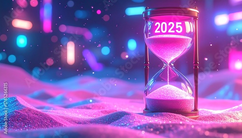 Time Running Out Illustration Representing the End of 2025 and Start of 2026 Celebration