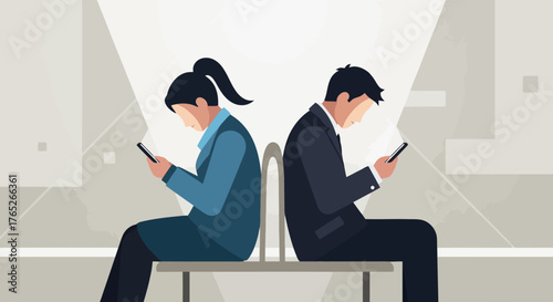 Isolated Connection Digital Addiction Depicts Social Disconnect and Technology Dependence, Ideal for Articles on Social Media Impact and Mental Health Awareness