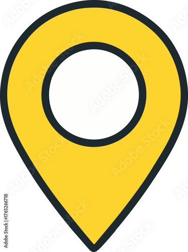 Free Download Simple yellow map pin icon with inner circle representing location pin pointer symbol - GFXLoad