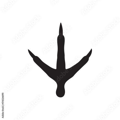 Turkey bird foot print silhouette vector flat illustration on white background.
