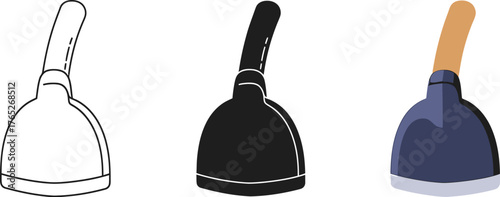 Plunger Vector Illustration Set for Plumbing and Household Maintenance