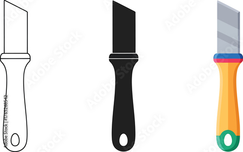 Three utility knives in different styles illustration for crafts and hobbies