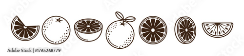set of clementine fruit icons
