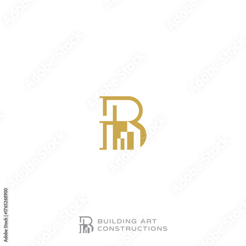 The logo of the initial letter B with the shape of a luxurious building represents construction.